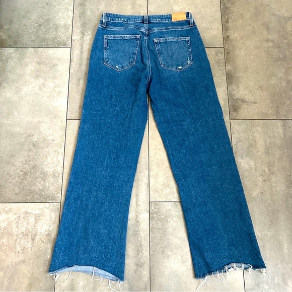 PAIGE Leenah Ankle jeans Concerto distressed raw hem wide leg jeans 27